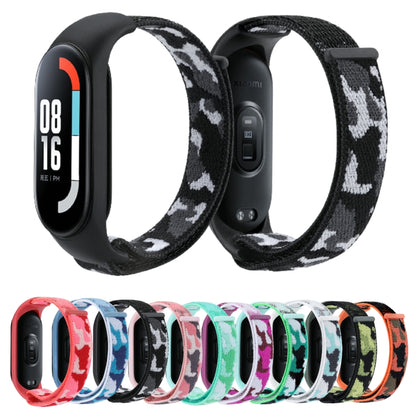 For Xiaomi Mi Band 5/6/7 Nylon Loop Integrated Camo Woven Strap(Black Camouflage) - Watch Bands by buy2fix | Online Shopping UK | buy2fix