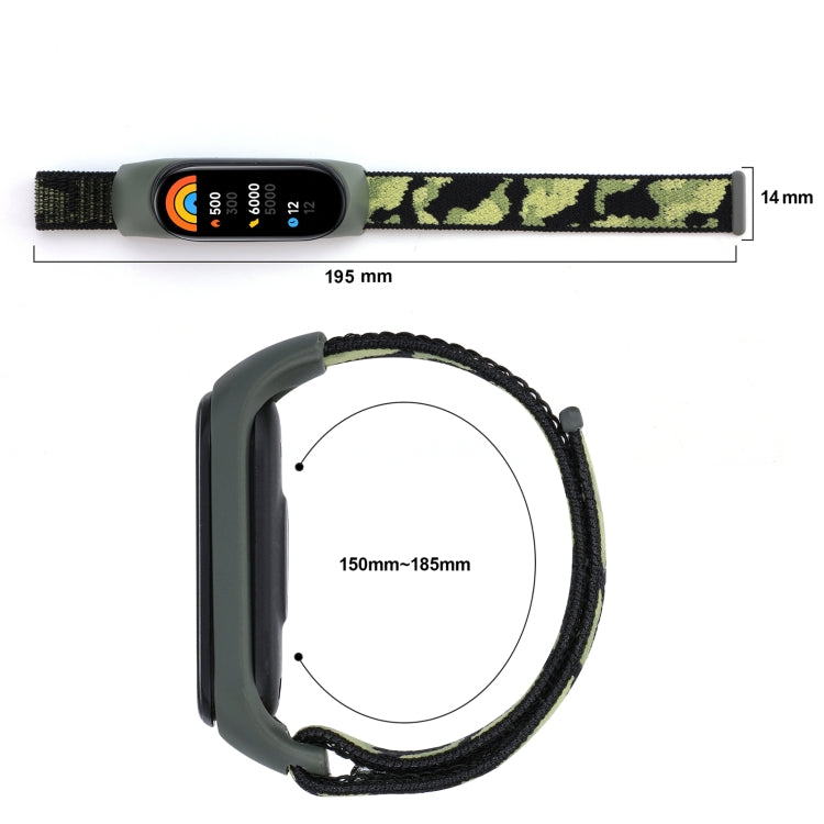 For Xiaomi Mi Band 5/6/7 Nylon Loop Integrated Camo Woven Strap(Black Camouflage) - Watch Bands by buy2fix | Online Shopping UK | buy2fix