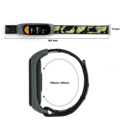 For Xiaomi Mi Band 5/6/7 Nylon Loop Integrated Camo Woven Strap(Black Camouflage) - Watch Bands by buy2fix | Online Shopping UK | buy2fix