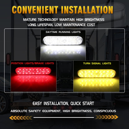 2 PCS 24LED Reflector Brake Light Turn Signal Light(Yellow Shell Yellow Light) - Turn Signal by buy2fix | Online Shopping UK | buy2fix