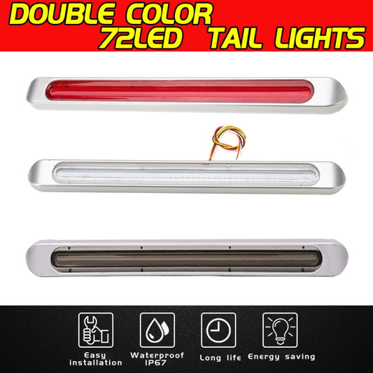 2 PCS 72LEDs Two-color Brake Turn Tail Light(Red Shell Red Light + Flowing Yellow Light) - Turn Signal by buy2fix | Online Shopping UK | buy2fix