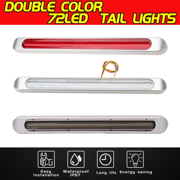 2 PCS 72LEDs Two-color Brake Turn Tail Light(Transparent Shell Red Light + Flowing Yellow Light) - Turn Signal by buy2fix | Online Shopping UK | buy2fix