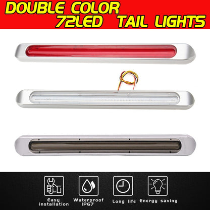 2 PCS 72LEDs Two-color Brake Turn Tail Light(Transparent Shell Red Light + Flowing Yellow Light) - Turn Signal by buy2fix | Online Shopping UK | buy2fix
