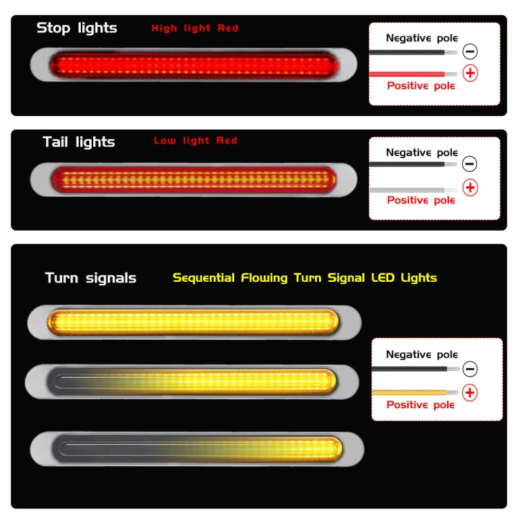 2 PCS 72LEDs Two-color Brake Turn Tail Light(Transparent Shell Red Light + Flowing Yellow Light) - Turn Signal by buy2fix | Online Shopping UK | buy2fix