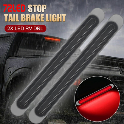 2 PCS 72LEDs Two-color Brake Turn Tail Light(Transparent Shell Red Light + Flowing Yellow Light) - Turn Signal by buy2fix | Online Shopping UK | buy2fix