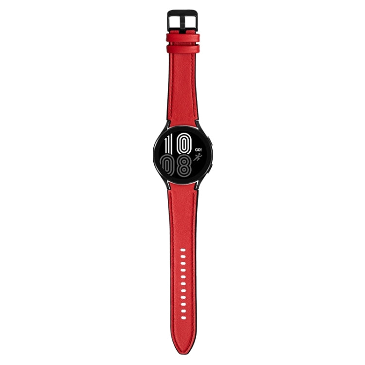 For Samsung Galaxy Watch5 Pro 45mm/5 44mm/5 40mm Silicone + Leather Black Buckle Watch Band(Red) - Watch Bands by buy2fix | Online Shopping UK | buy2fix