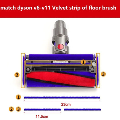 2 in 1 Velvet Strip Soft Velvet Floor Brush Hose Strips For Dyson V7 / V8 / V10 / V11 by buy2fix