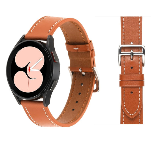 For Samsung Galaxy Watch5 Pro 45mm/5 44mm/5 40mm Plain Weave Leather Watch Band(Brown) - Watch Bands by buy2fix | Online Shopping UK | buy2fix
