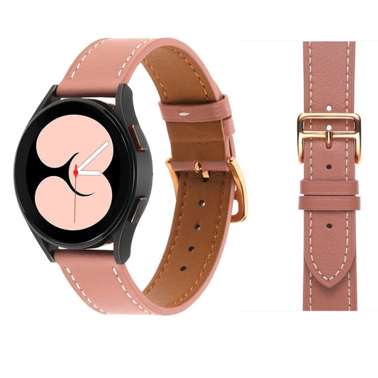 For Samsung Galaxy Watch5 Pro 45mm/5 44mm/5 40mm Plain Weave Leather Watch Band(Dark Pink) - Watch Bands by buy2fix | Online Shopping UK | buy2fix