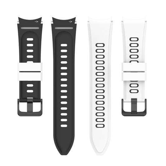 For Samsung Galaxy Watch5 Pro 45mm/5 44mm/5 40mm Two-color Silicone Strap Watch Band(White Black) - Watch Bands by buy2fix | Online Shopping UK | buy2fix