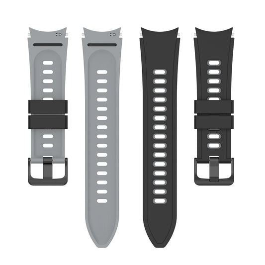 For Samsung Galaxy Watch5 Pro 45mm/5 44mm/5 40mm Two-color Silicone Strap Watch Band(Black Grey) - Watch Bands by buy2fix | Online Shopping UK | buy2fix