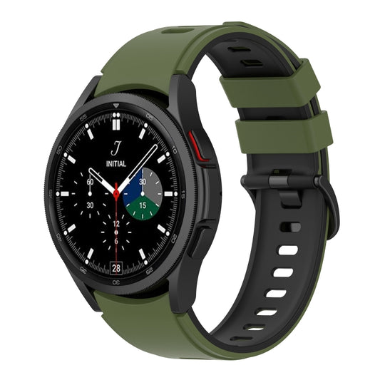 Pour Samsung Galaxy Watch5 Pro 45 mm/5 44 mm/5 40 mm Bracelet de montre en silicone bicolore (vert armée noir)
