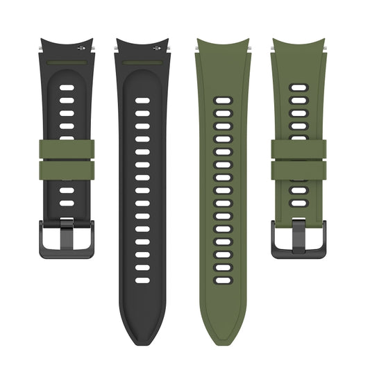 For Samsung Galaxy Watch5 Pro 45mm/5 44mm/5 40mm Two-color Silicone Strap Watch Band(Army Green Black) - Watch Bands by buy2fix | Online Shopping UK | buy2fix