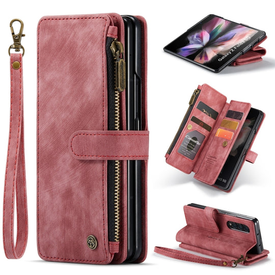Pour Samsung Galaxy Z Fold4 5G CaseMe C30 Étui de téléphone en cuir pour téléphone multifonctionnel (rouge)