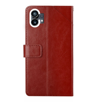 For Nothing Phone 1 HT01 Y-shaped Pattern Flip Leather Phone Case(Brown) - Nothing Cases by buy2fix | Online Shopping UK | buy2fix