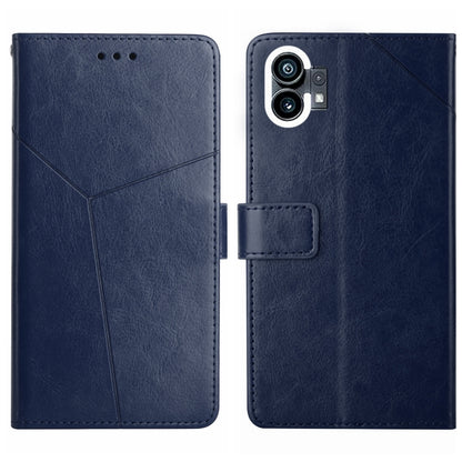 For Nothing Phone 1 HT01 Y-shaped Pattern Flip Leather Phone Case(Blue) - Nothing Cases by buy2fix | Online Shopping UK | buy2fix