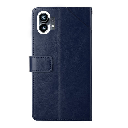 For Nothing Phone 1 HT01 Y-shaped Pattern Flip Leather Phone Case(Blue) - Nothing Cases by buy2fix | Online Shopping UK | buy2fix