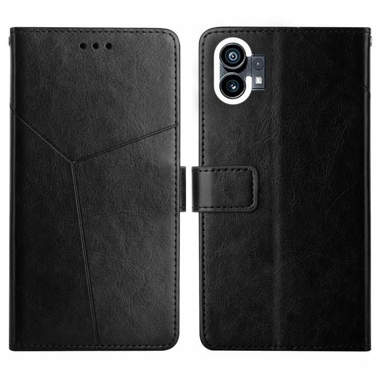 For Nothing Phone 1 HT01 Y-shaped Pattern Flip Leather Phone Case(Black) - Nothing Cases by buy2fix | Online Shopping UK | buy2fix