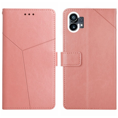 For Nothing Phone 1 HT01 Y-shaped Pattern Flip Leather Phone Case(Pink) - Nothing Cases by buy2fix | Online Shopping UK | buy2fix