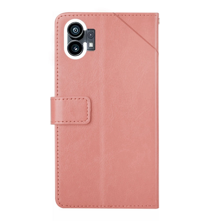 For Nothing Phone 1 HT01 Y-shaped Pattern Flip Leather Phone Case(Pink) - Nothing Cases by buy2fix | Online Shopping UK | buy2fix