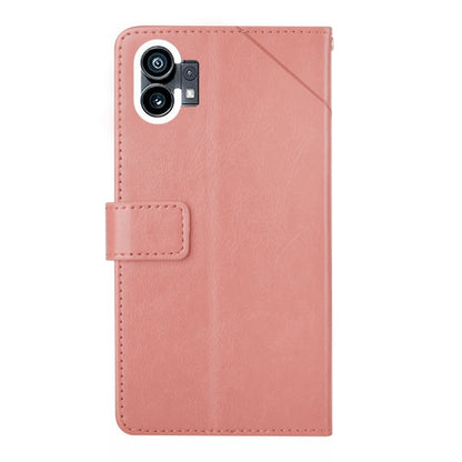 For Nothing Phone 1 HT01 Y-shaped Pattern Flip Leather Phone Case(Pink) - Nothing Cases by buy2fix | Online Shopping UK | buy2fix