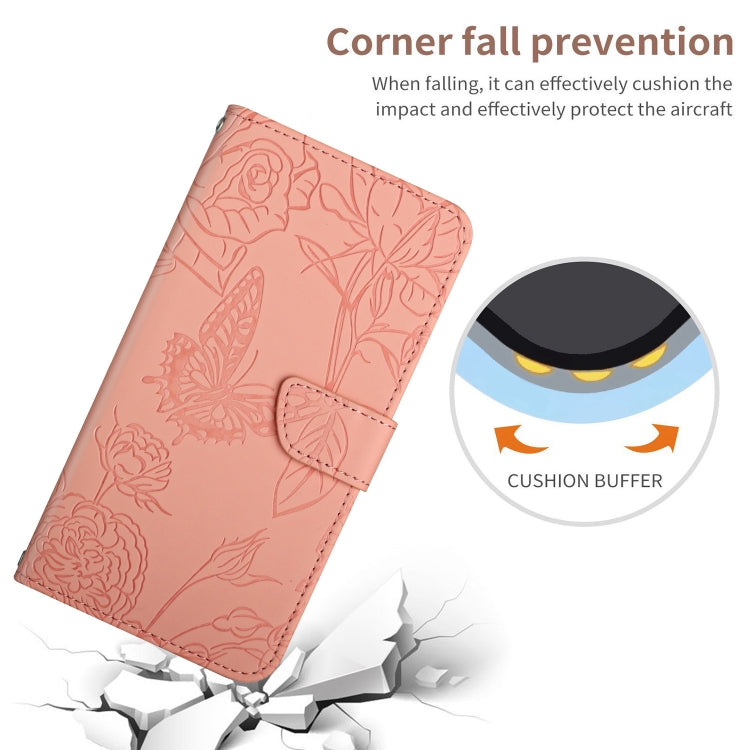 For Nothing Phone 1 HT03 Skin Feel Butterfly Embossed Flip Leather Phone Case(Pink) - Nothing Cases by buy2fix | Online Shopping UK | buy2fix
