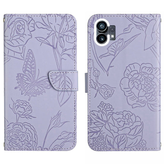 For Nothing Phone 1 HT03 Skin Feel Butterfly Embossed Flip Leather Phone Case(Purple) - Nothing Cases by buy2fix | Online Shopping UK | buy2fix
