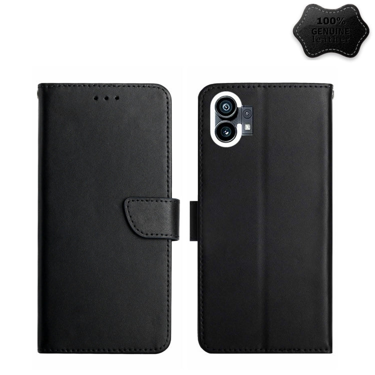 For Nothing Phone 1 Genuine Leather Fingerprint-proof Horizontal Flip Phone Case(Black) - Nothing Cases by buy2fix | Online Shopping UK | buy2fix