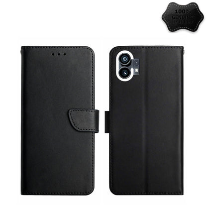 For Nothing Phone 1 Genuine Leather Fingerprint-proof Horizontal Flip Phone Case(Black) - Nothing Cases by buy2fix | Online Shopping UK | buy2fix