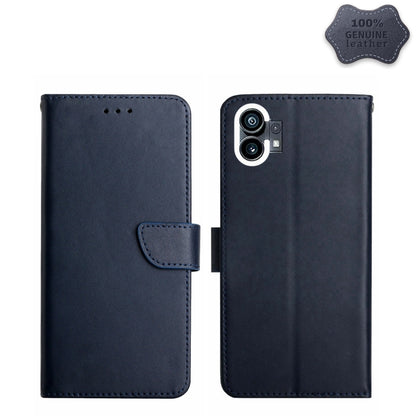 For Nothing Phone 1 Genuine Leather Fingerprint-proof Horizontal Flip Phone Case(Blue) - Nothing Cases by buy2fix | Online Shopping UK | buy2fix