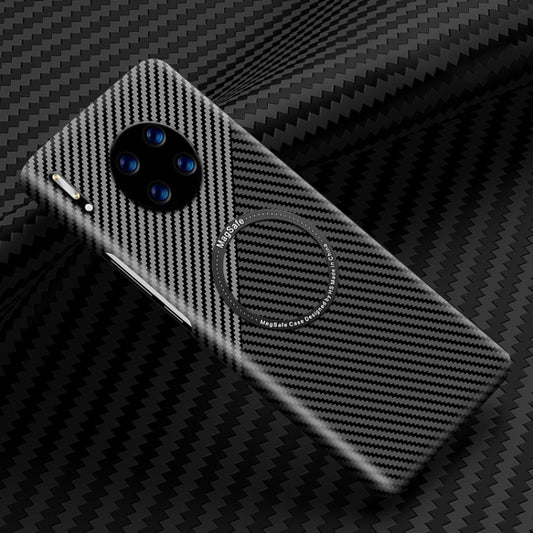 For Huawei Mate 30 Magnetic Magsafe Carbon Fiber Texture Shockproof Phone Case(White+Black) - Huawei Cases by buy2fix | Online Shopping UK | buy2fix