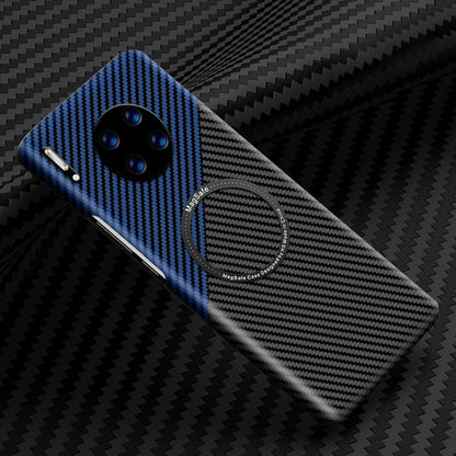 For Huawei Mate 30 Magnetic Magsafe Carbon Fiber Texture Shockproof Phone Case(Blue+Black) - Huawei Cases by buy2fix | Online Shopping UK | buy2fix