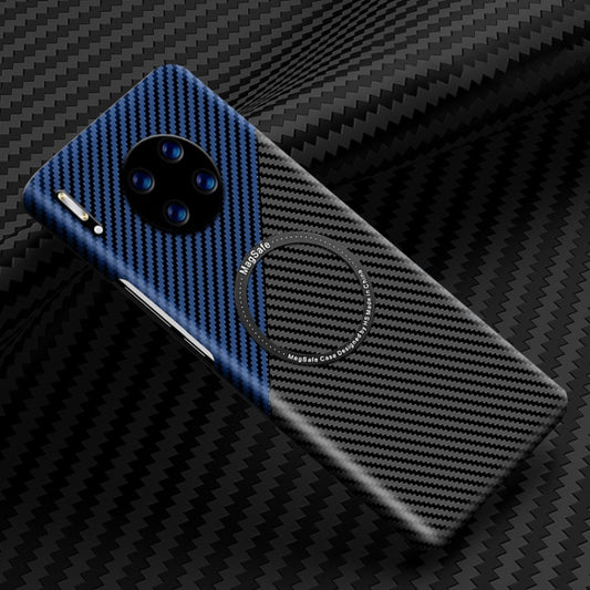 For Huawei Mate 30 Magnetic Magsafe Carbon Fiber Texture Shockproof Phone Case(Blue+Black) - Huawei Cases by buy2fix | Online Shopping UK | buy2fix
