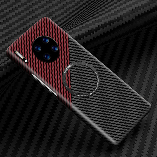 For Huawei Mate 30 Magnetic Magsafe Carbon Fiber Texture Shockproof Phone Case(Red+Black) - Huawei Cases by buy2fix | Online Shopping UK | buy2fix