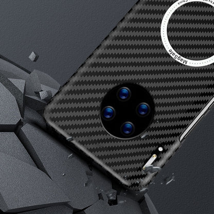 For Huawei Mate 30 Magnetic Magsafe Carbon Fiber Texture Shockproof Phone Case(White+Black) - Huawei Cases by buy2fix | Online Shopping UK | buy2fix