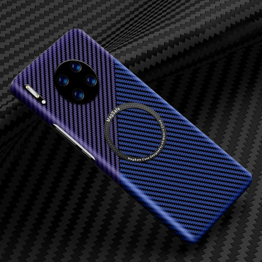 For Huawei Mate 30 Pro Magnetic Magsafe Carbon Fiber Texture Shockproof Phone Case(Purple+Blue) - Huawei Cases by buy2fix | Online Shopping UK | buy2fix
