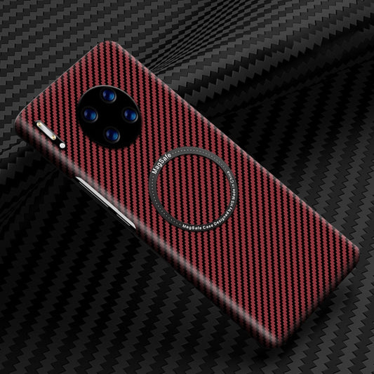 For Huawei Mate 30 Pro Magnetic Magsafe Carbon Fiber Texture Shockproof Phone Case(Red) - Huawei Cases by buy2fix | Online Shopping UK | buy2fix