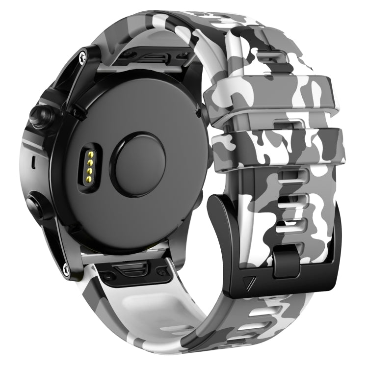 For Garmin Fenix 7X Camouflage Silicone Watch Band(White) - Watch Bands by buy2fix | Online Shopping UK | buy2fix