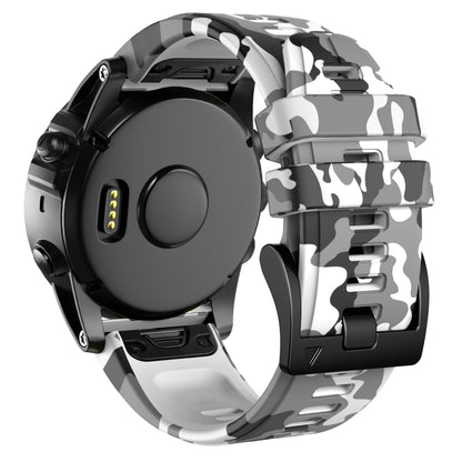 For Garmin Fenix 7X Camouflage Silicone Watch Band(White) - Watch Bands by buy2fix | Online Shopping UK | buy2fix