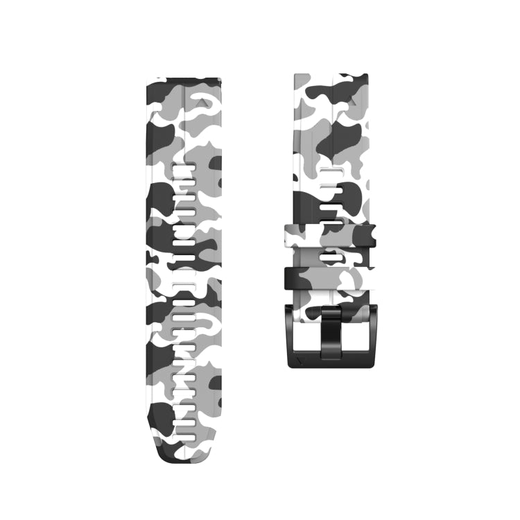 For Garmin Fenix 7X Camouflage Silicone Watch Band(White) - Watch Bands by buy2fix | Online Shopping UK | buy2fix