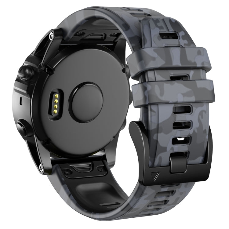 For Garmin Fenix 7X Camouflage Silicone Watch Band(Grey) - Watch Bands by buy2fix | Online Shopping UK | buy2fix