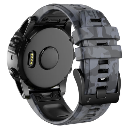 For Garmin Fenix 7X Camouflage Silicone Watch Band(Grey) - Watch Bands by buy2fix | Online Shopping UK | buy2fix