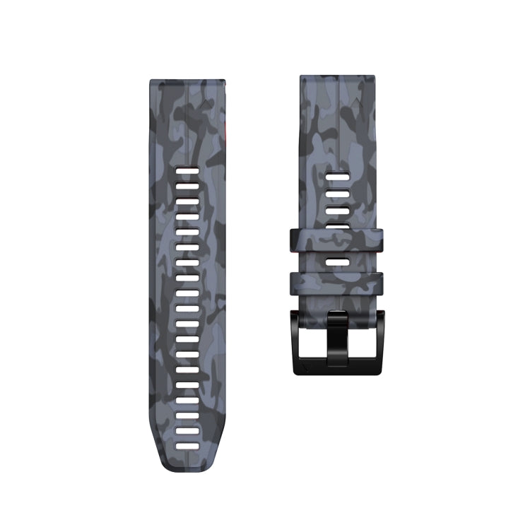 For Garmin Fenix 7X Camouflage Silicone Watch Band(Grey) - Watch Bands by buy2fix | Online Shopping UK | buy2fix