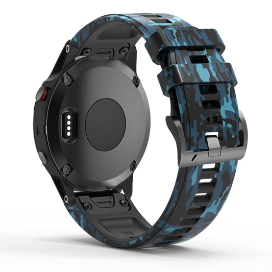 For Garmin Fenix 7X Camouflage Silicone Watch Band(Blue) - Watch Bands by buy2fix | Online Shopping UK | buy2fix