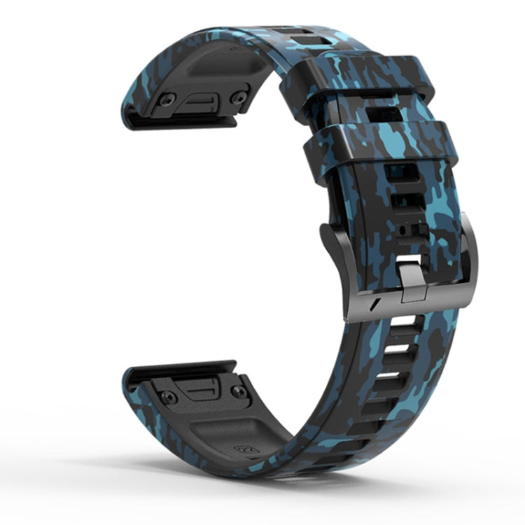 For Garmin Fenix 7X Camouflage Silicone Watch Band(Blue) - Watch Bands by buy2fix | Online Shopping UK | buy2fix