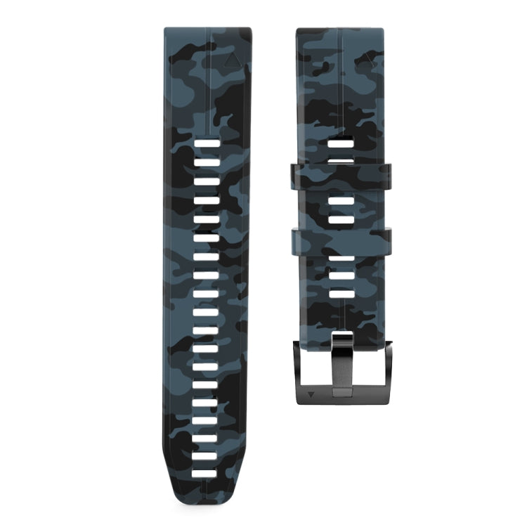 For Garmin Fenix 7X Camouflage Silicone Watch Band(Blue) - Watch Bands by buy2fix | Online Shopping UK | buy2fix