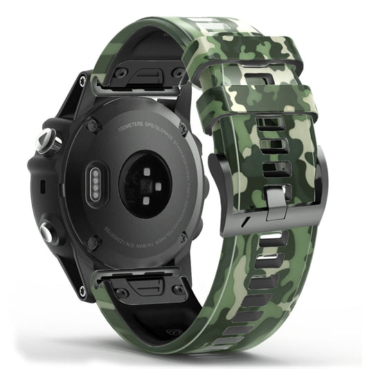 For Garmin Fenix 7X Camouflage Silicone Watch Band(Green) - Watch Bands by buy2fix | Online Shopping UK | buy2fix