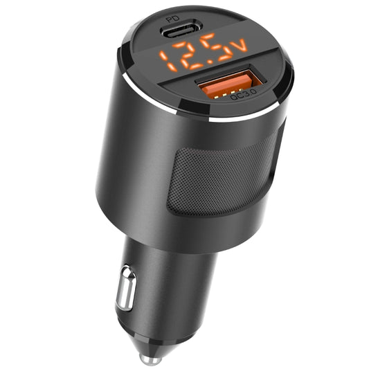 SC01 65W QC3.0 + PD Dual Ports Car Charger with Voltage Display(Black) - Car Charger by buy2fix | Online Shopping UK | buy2fix