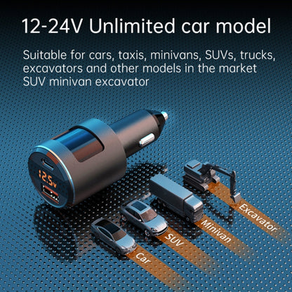 SC01 65W QC3.0 + PD Dual Ports Car Charger with Voltage Display(Black) - Car Charger by buy2fix | Online Shopping UK | buy2fix
