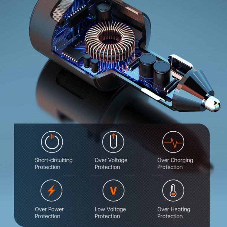 SC01 65W QC3.0 + PD Dual Ports Car Charger with Voltage Display(Black) - Car Charger by buy2fix | Online Shopping UK | buy2fix